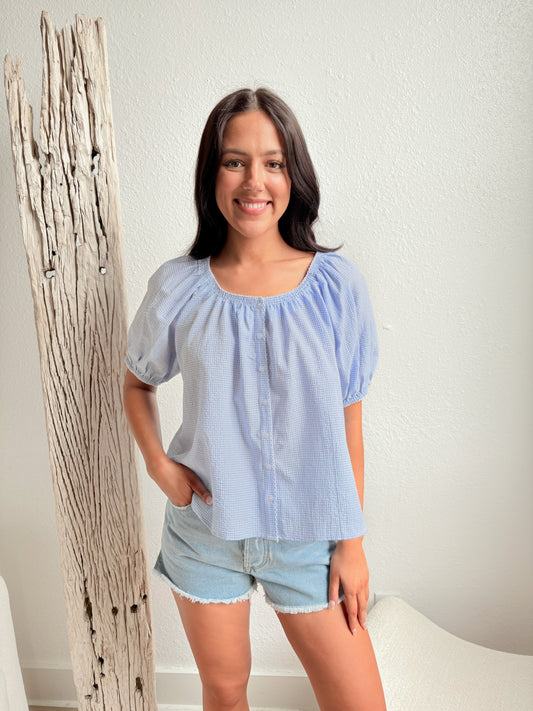 Fun In The Sun Top-Blue Gingham