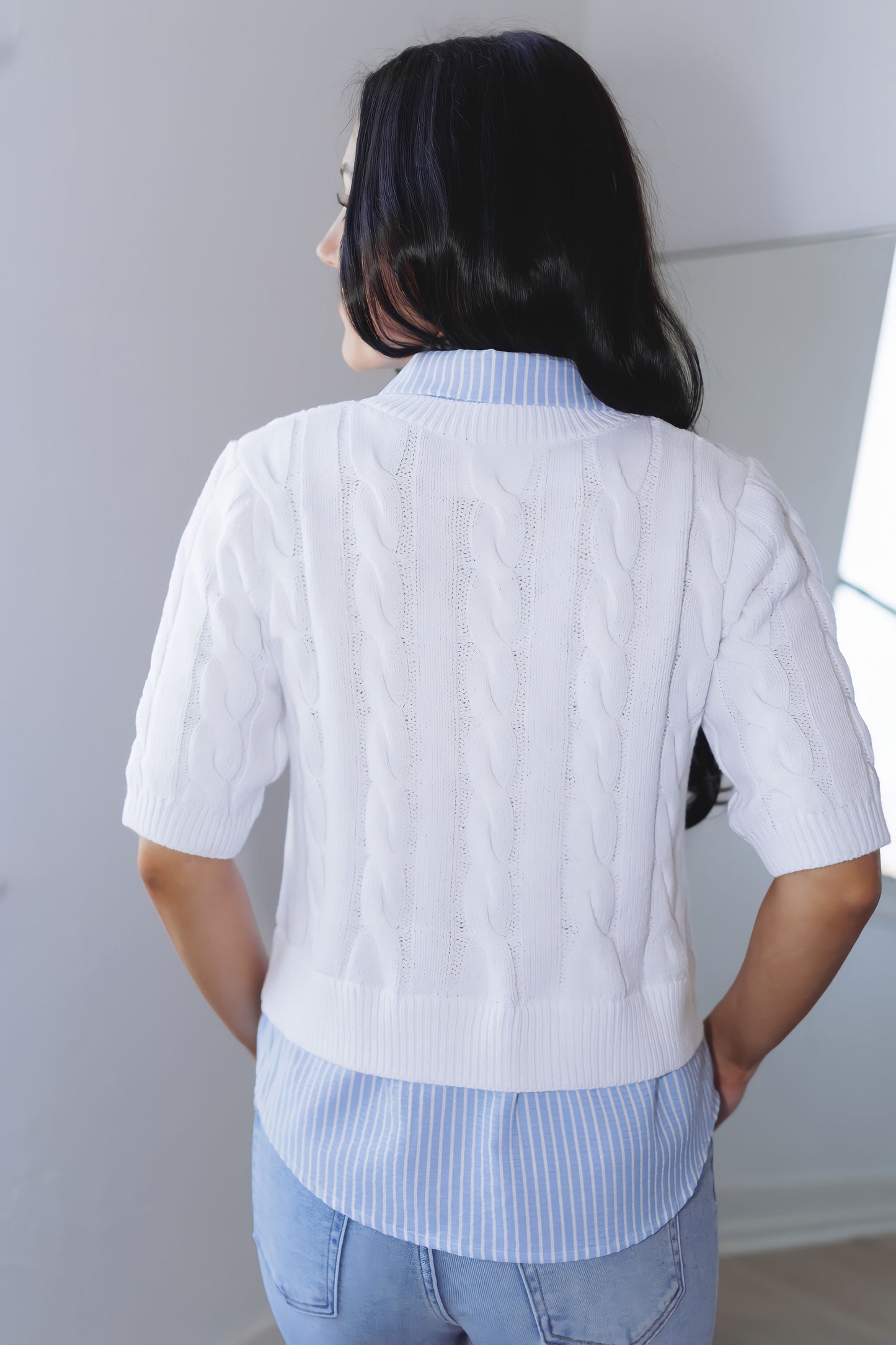 Dreamy Days Top-Off White/Blue