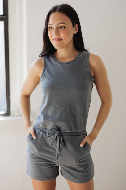 Joey Romper-Vintage Indigo