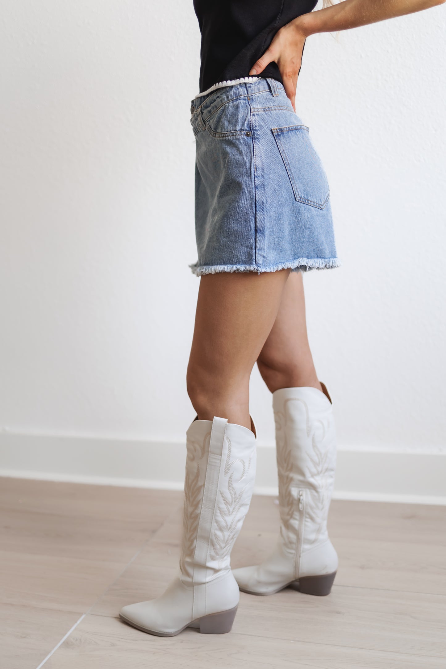 Switch Gears Skort-Washed Denim