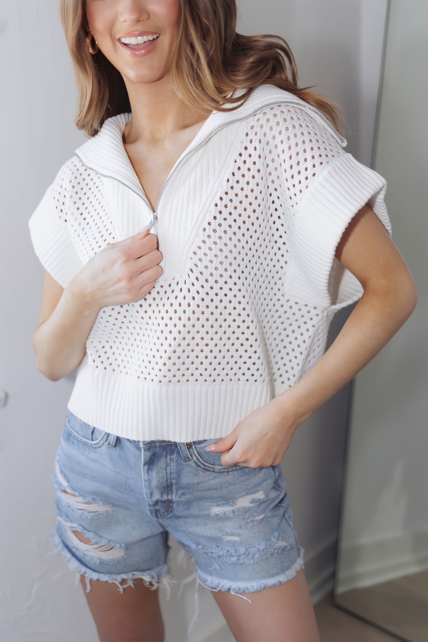Remi Sweater Top-White