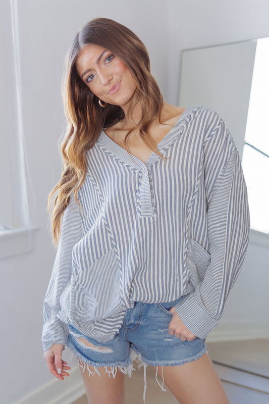 All Day Style Top-Blue