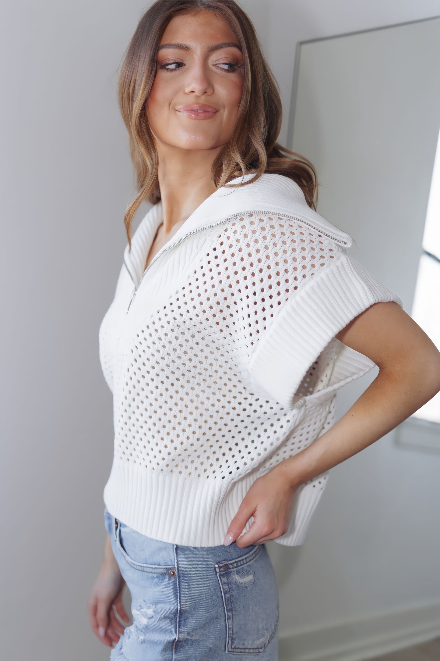 Remi Sweater Top-White
