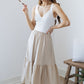 Abigail Dress-Sand/White