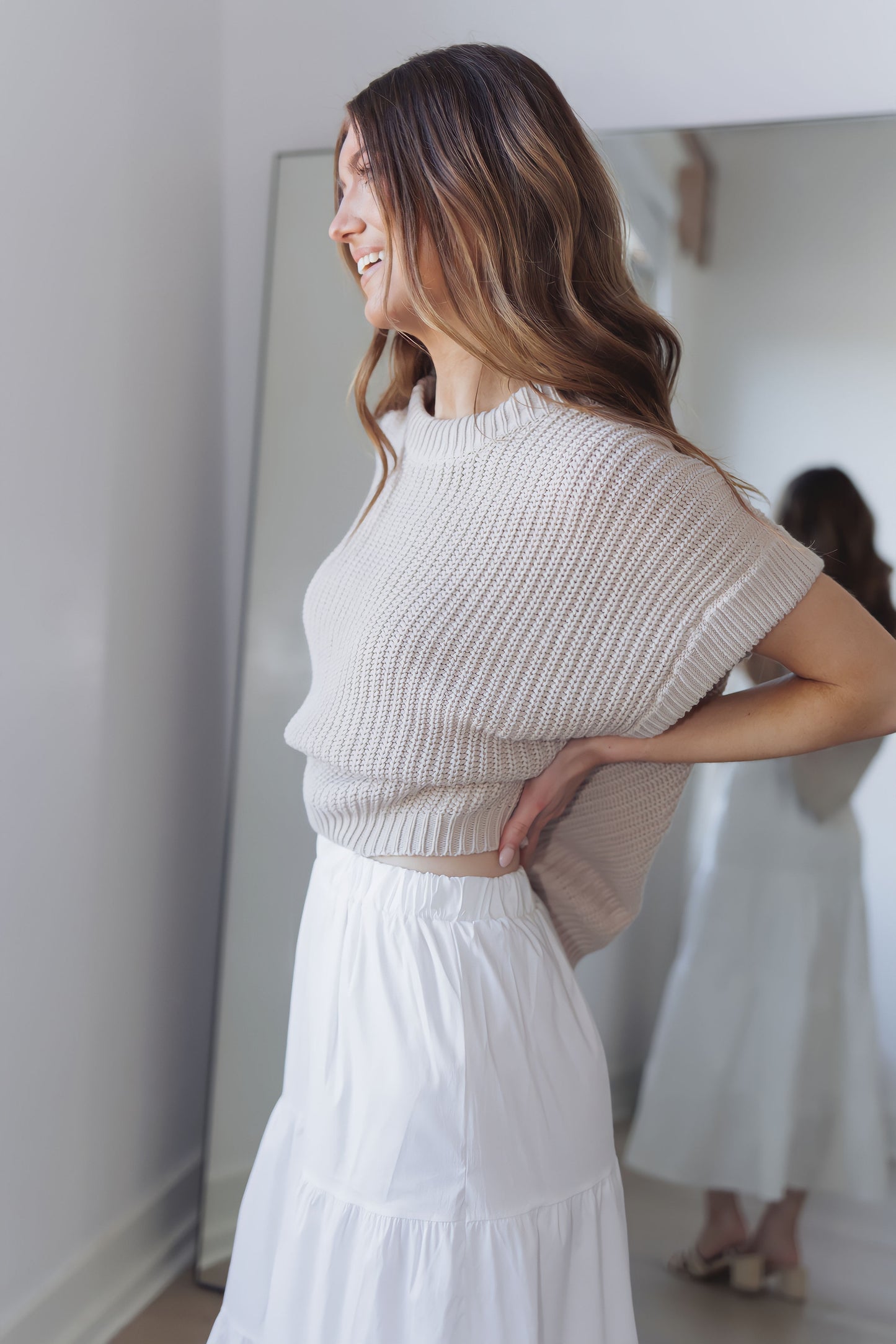 Sun Kissed Midi Dress-White/Beige