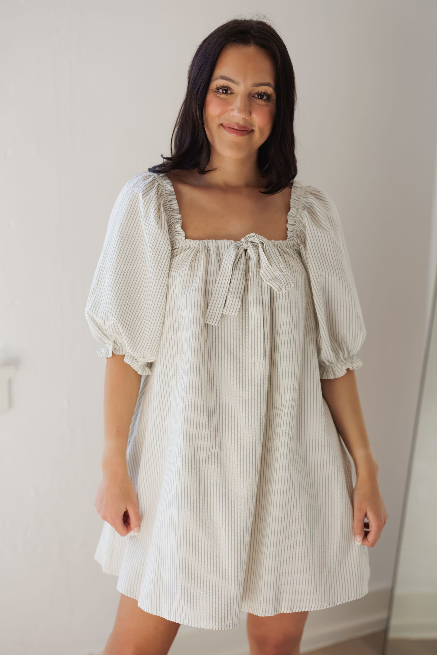 Golden Hour Dress-Cream/Blue Stripe