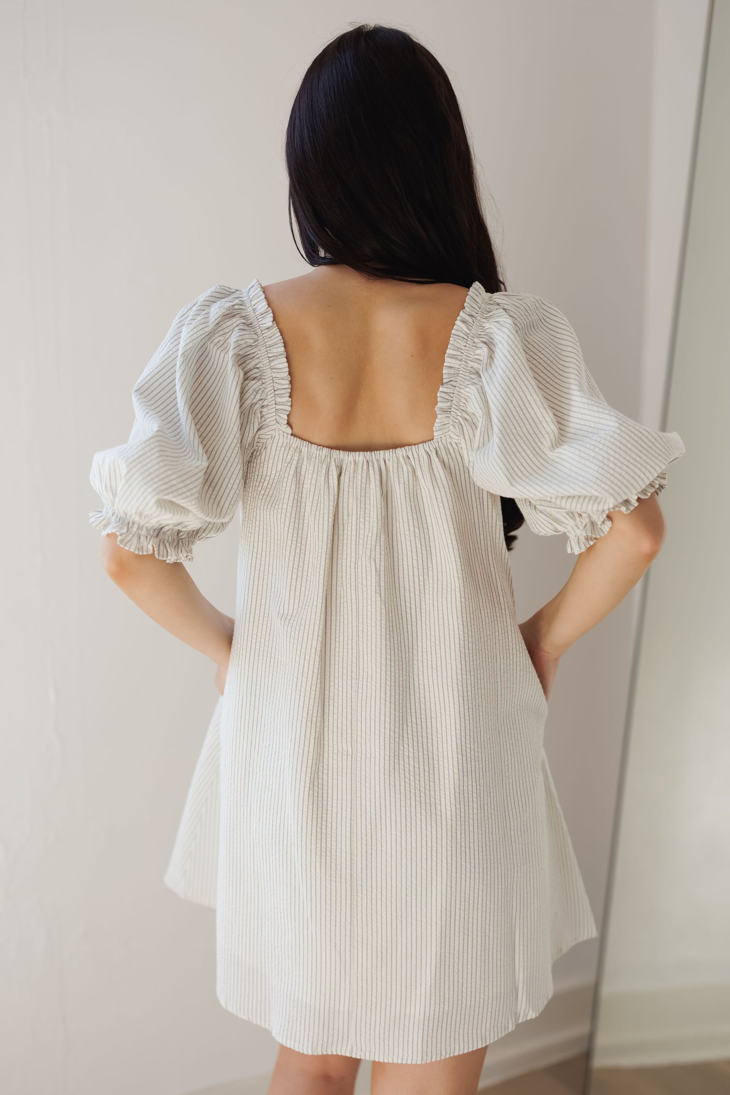 Golden Hour Dress-Cream/Blue Stripe
