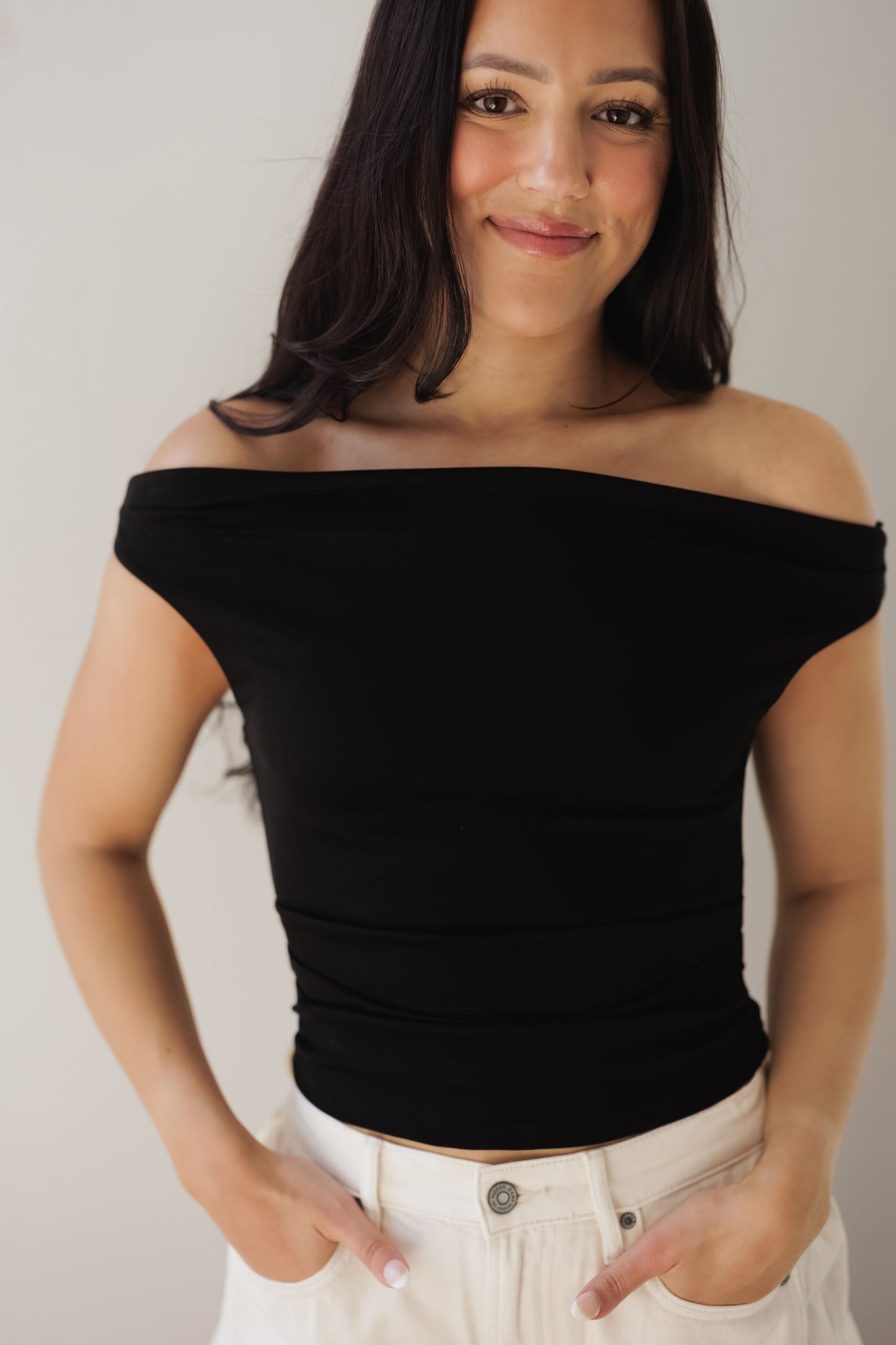 Lucca Off-Shoulder Top-Black