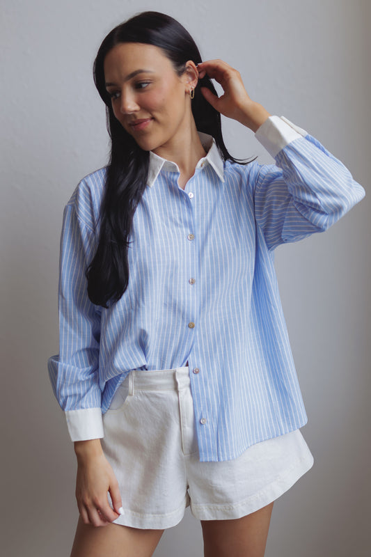 Brenna Top-Blue Stripe