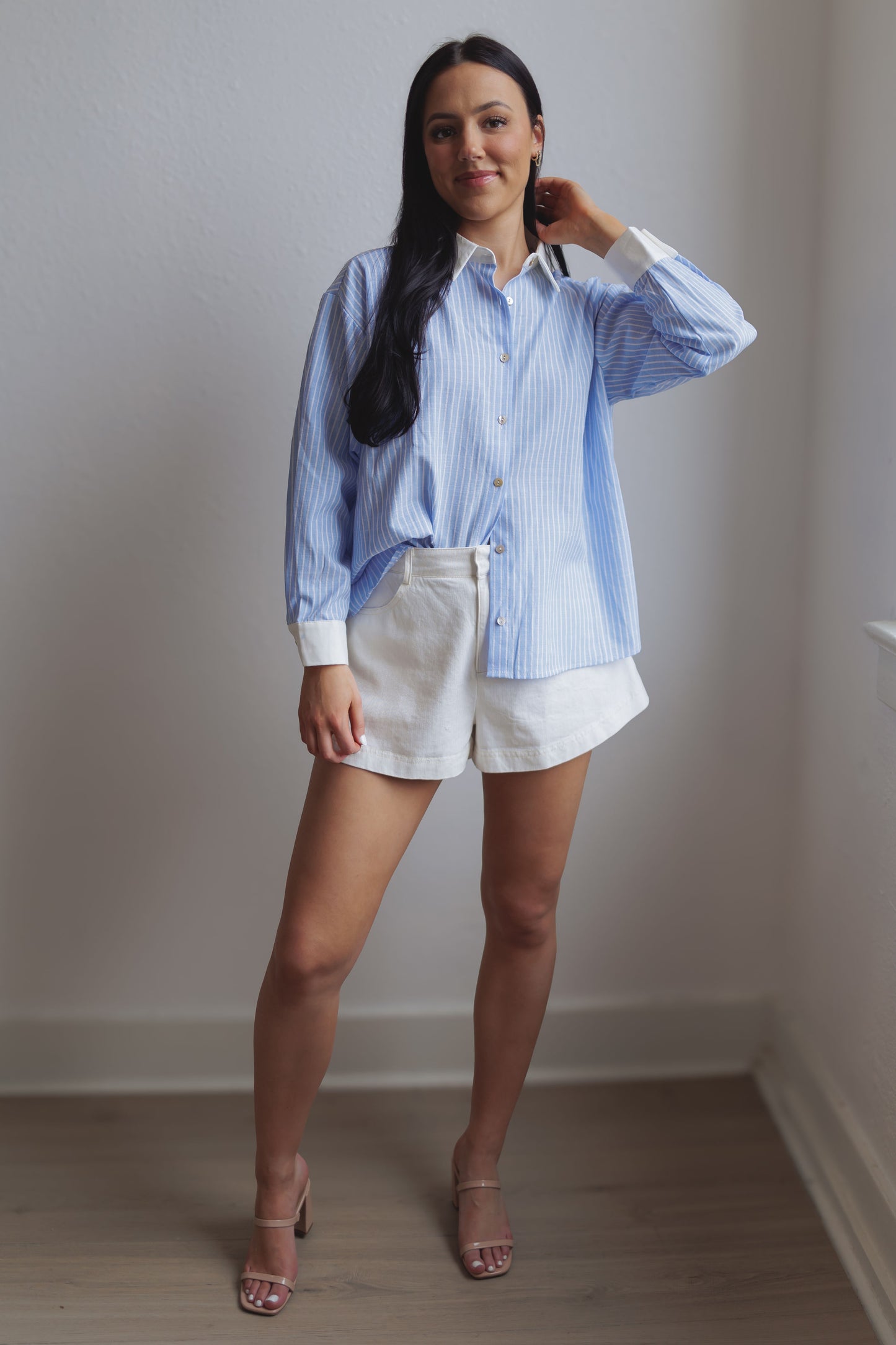 Brenna Top-Blue Stripe