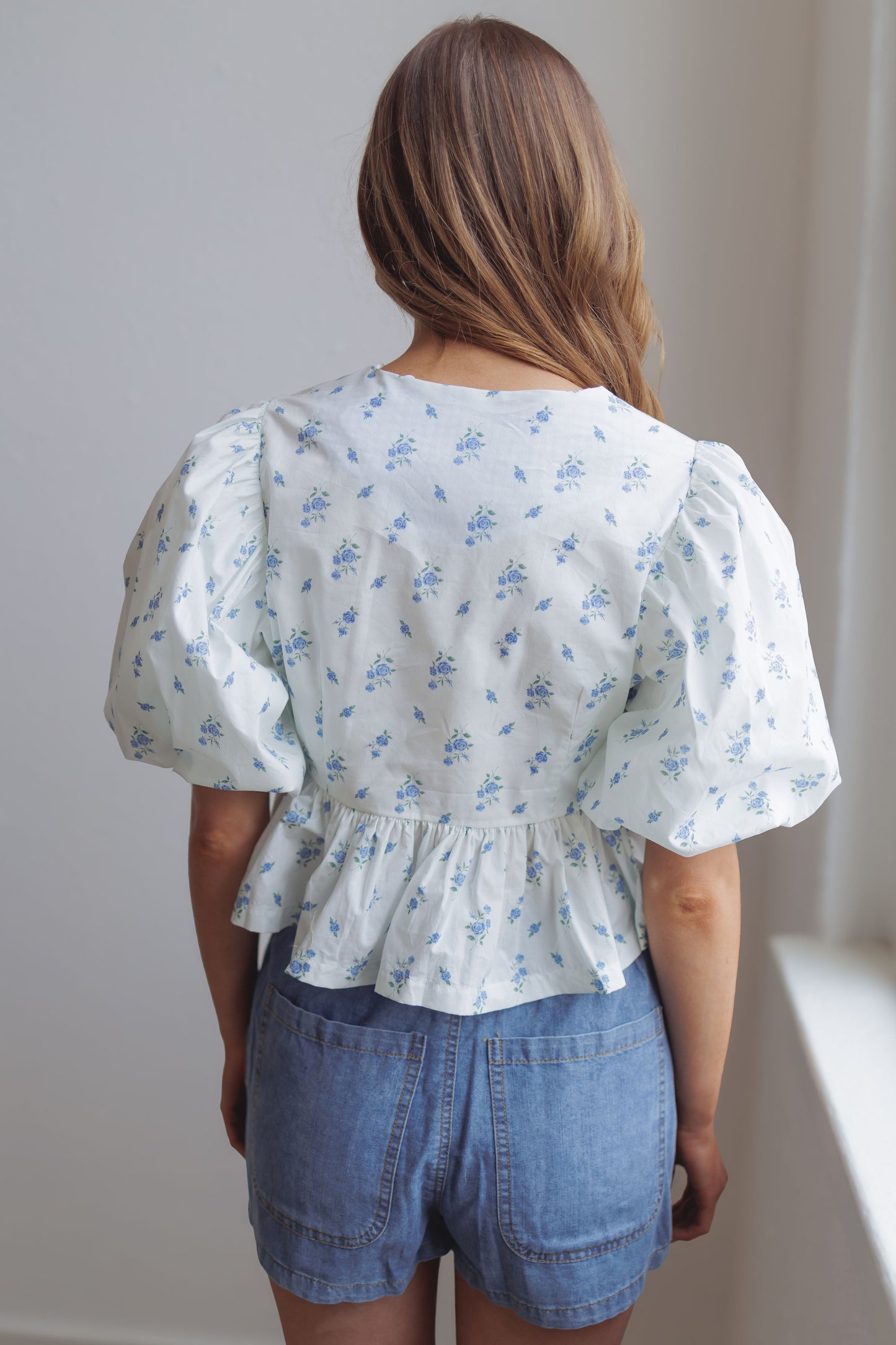 Abbey Floral Top-Blue
