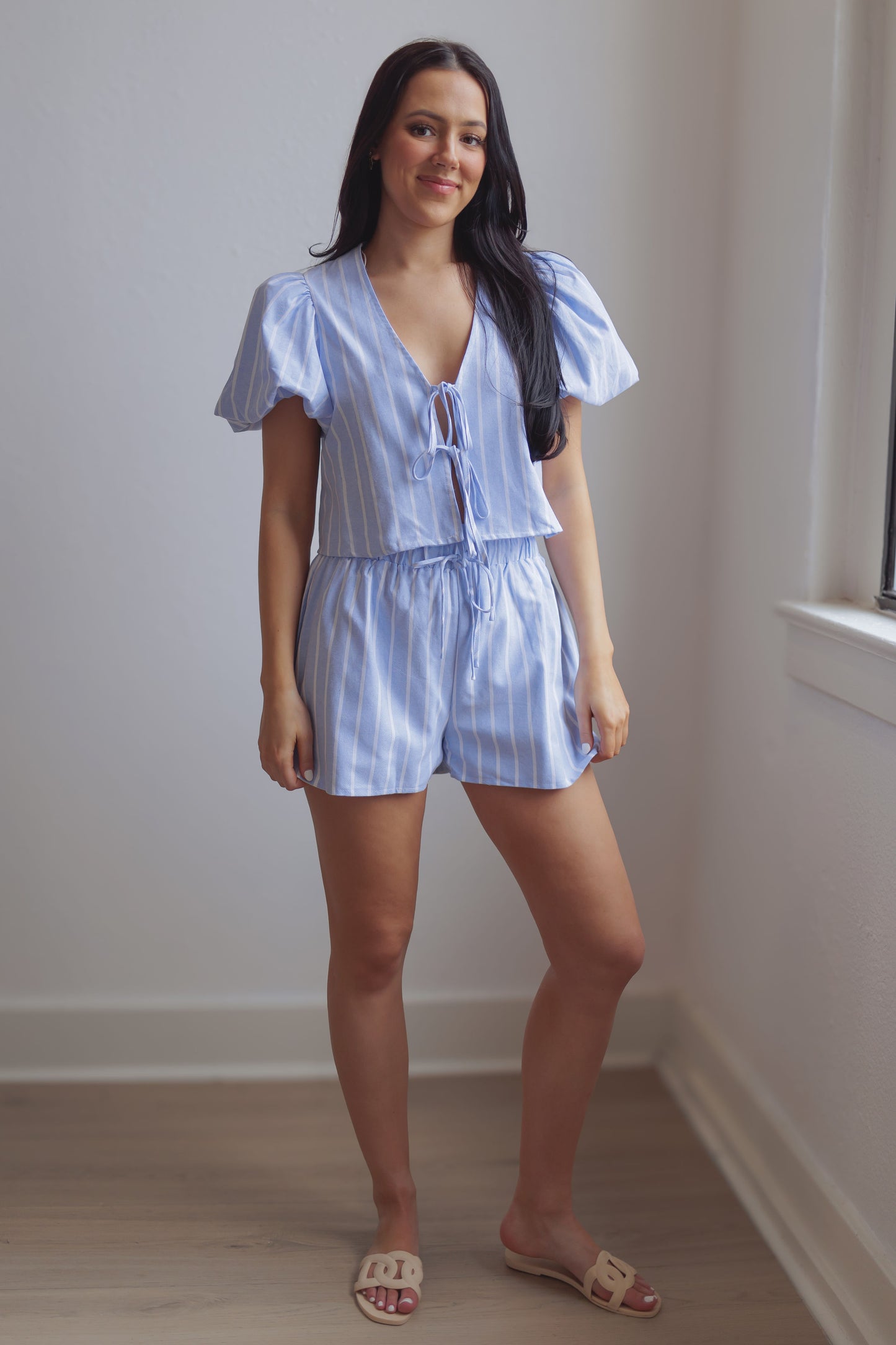 Makayla Striped Set-Blue