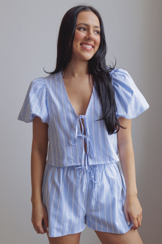 Makayla Striped Set-Blue