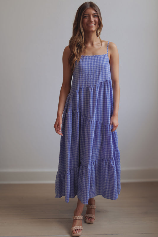 Pippa Tiered Dress-Blue