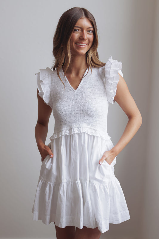 Yours Truly Dress-White