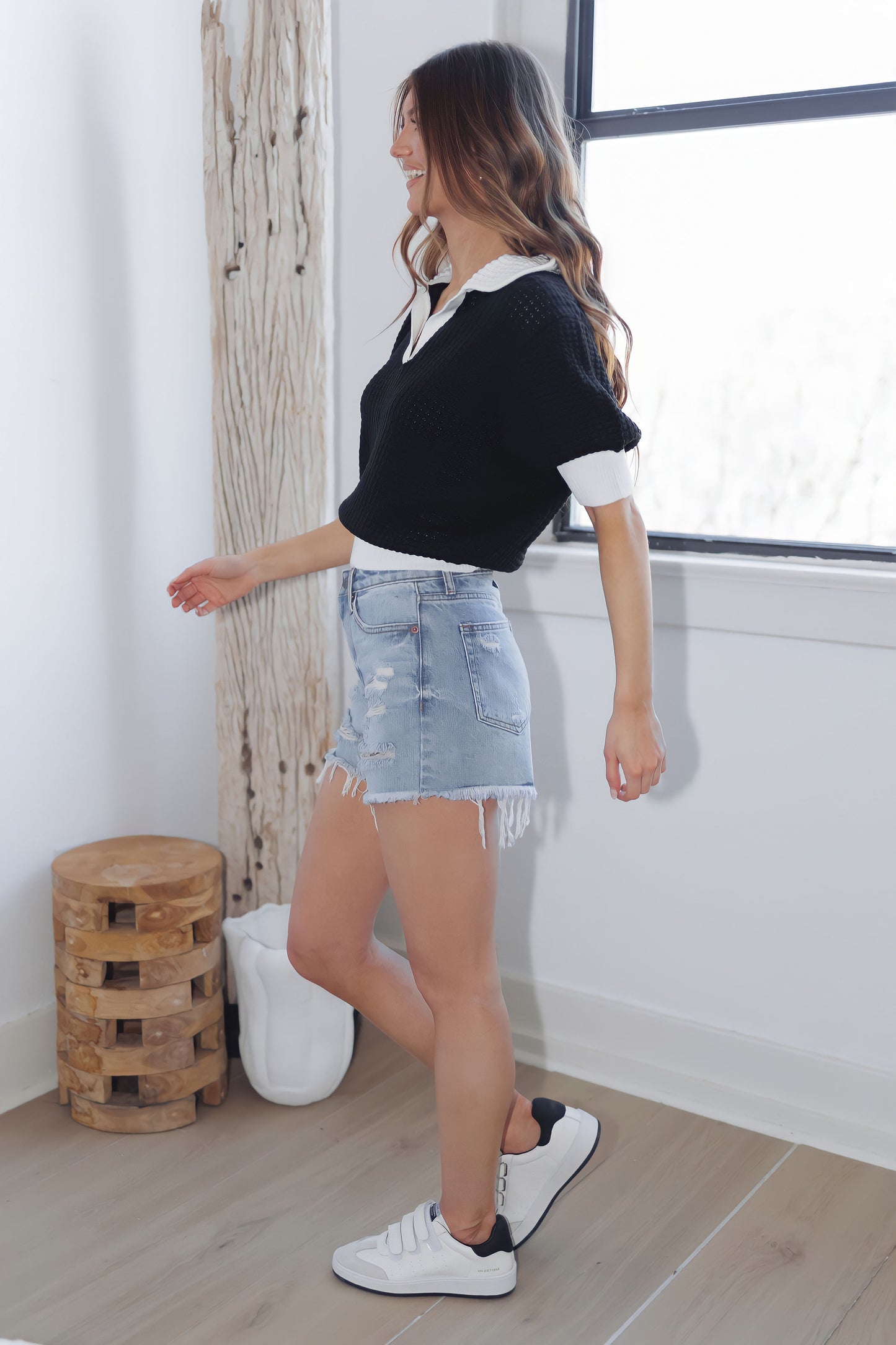 High Spirits Sweater Top-Black/White