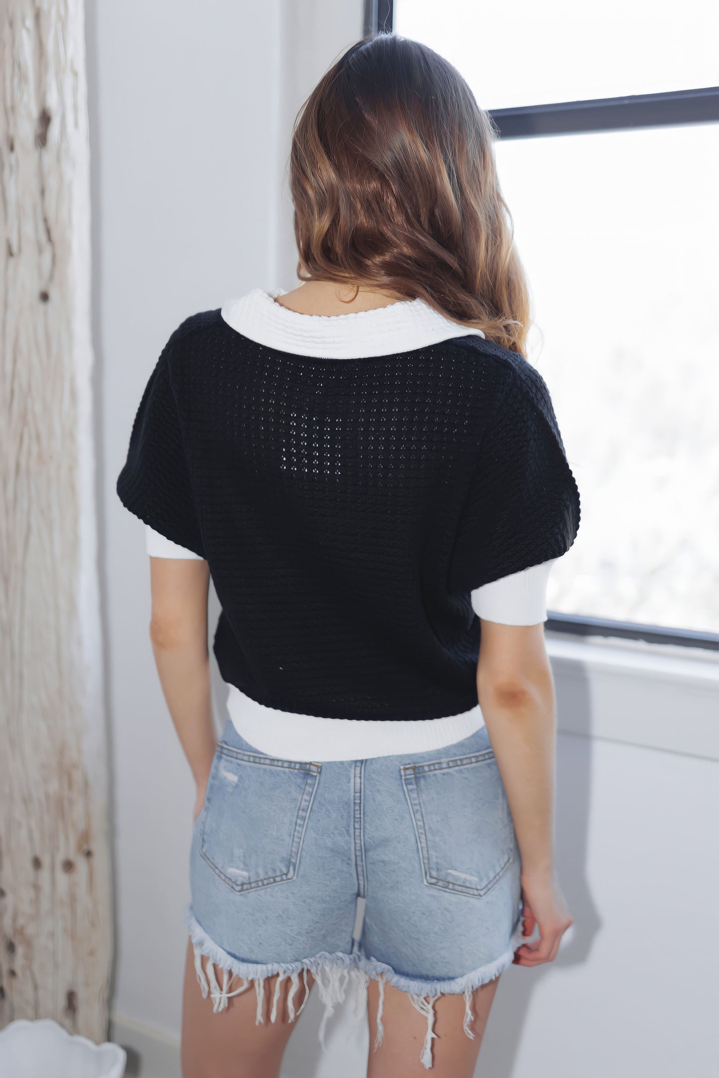 High Spirits Sweater Top-Black/White