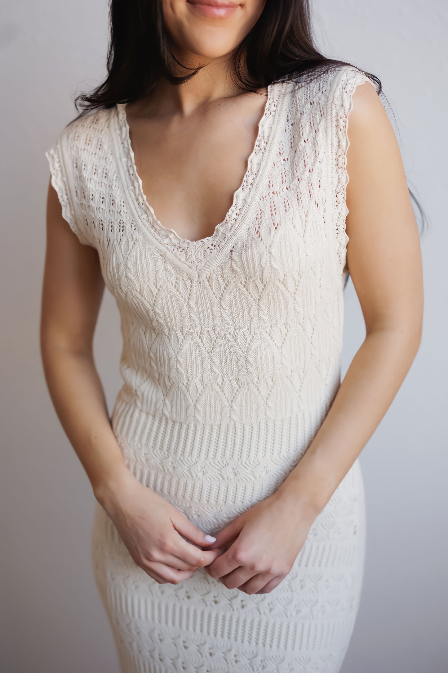 Z SUPPLY: Marsella Crochet Midi Dress-Sea Salt