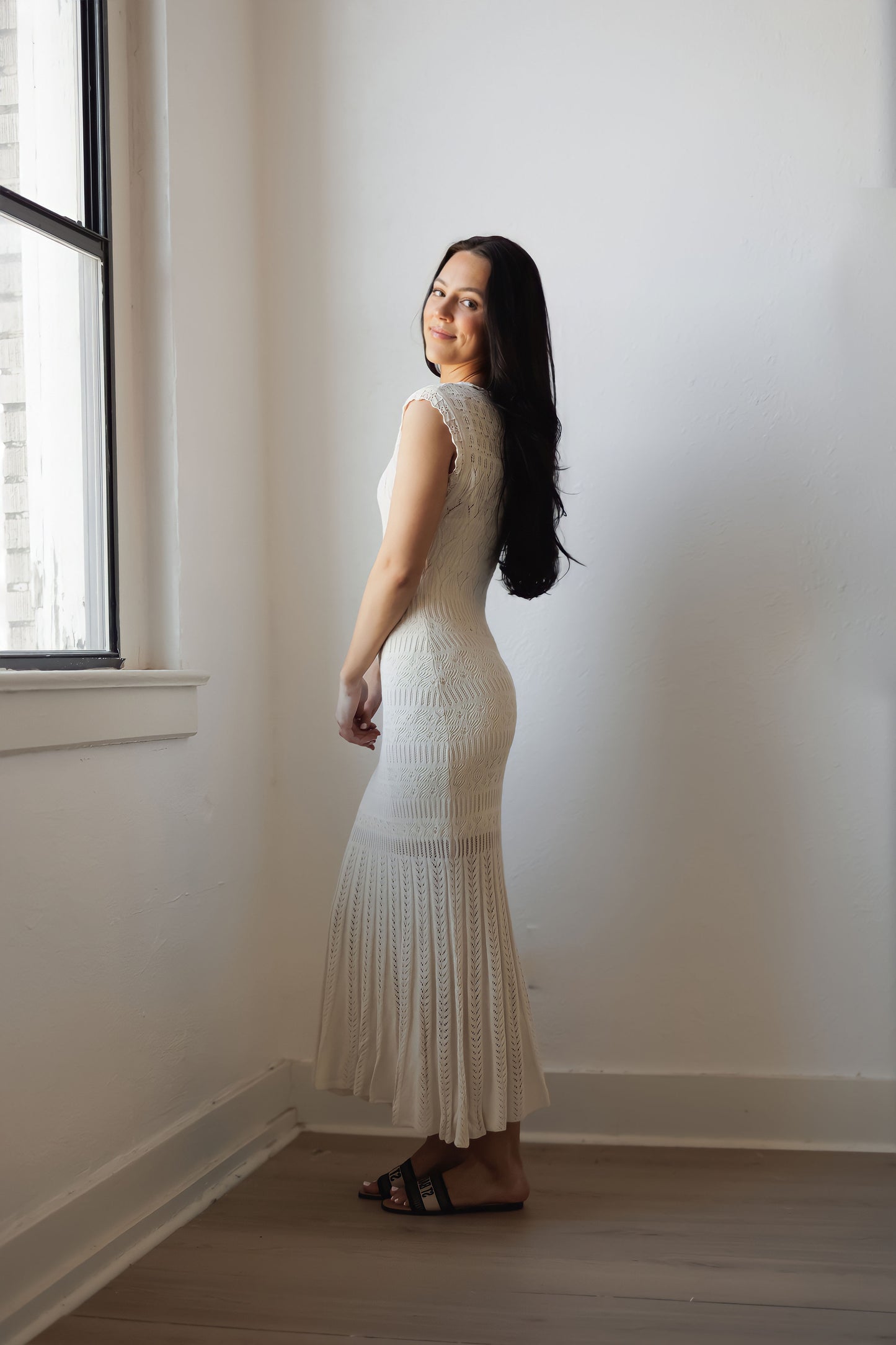 Z SUPPLY: Marsella Crochet Midi Dress-Sea Salt