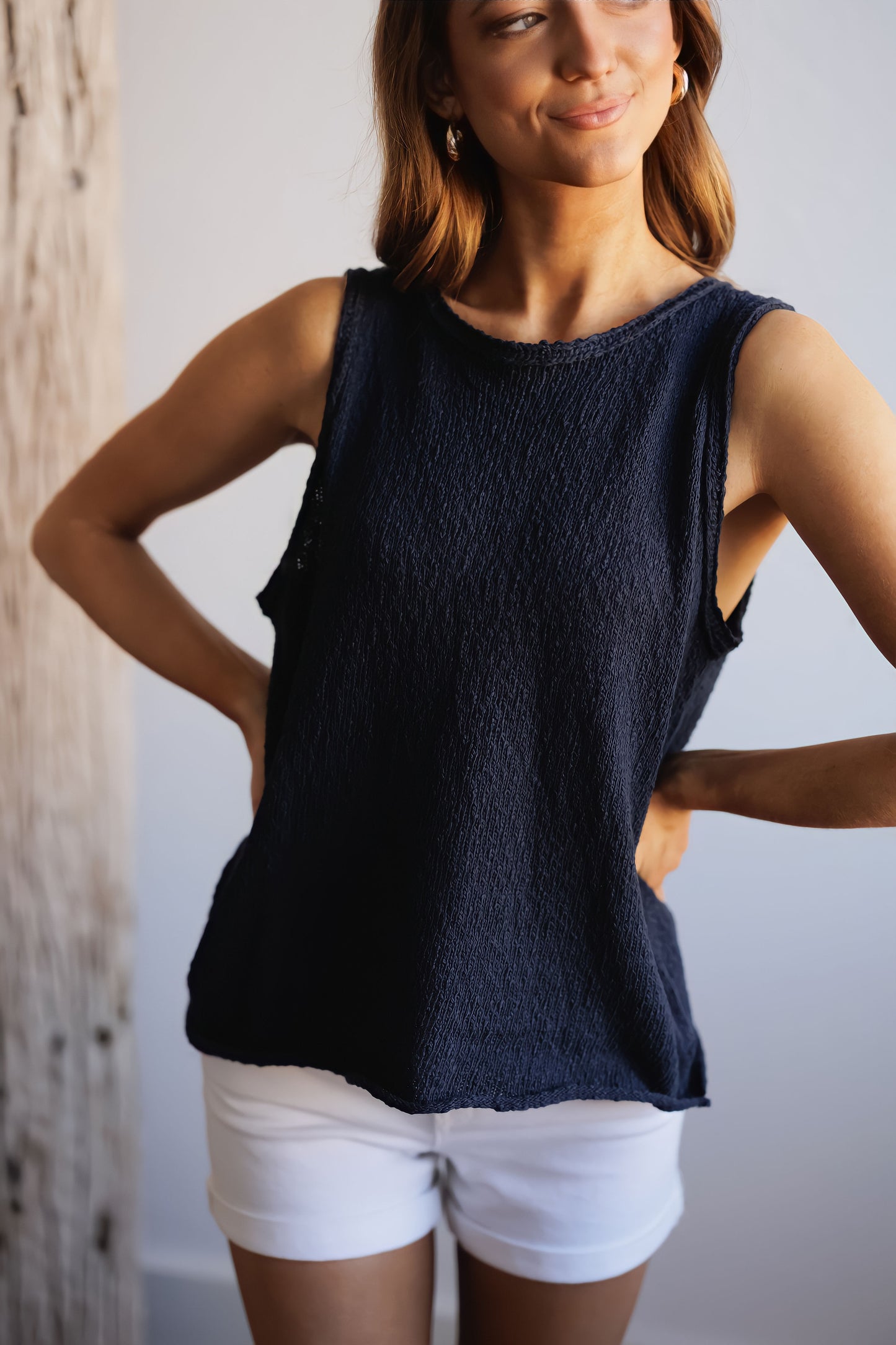 Sweet Charm Sweater Top-Navy