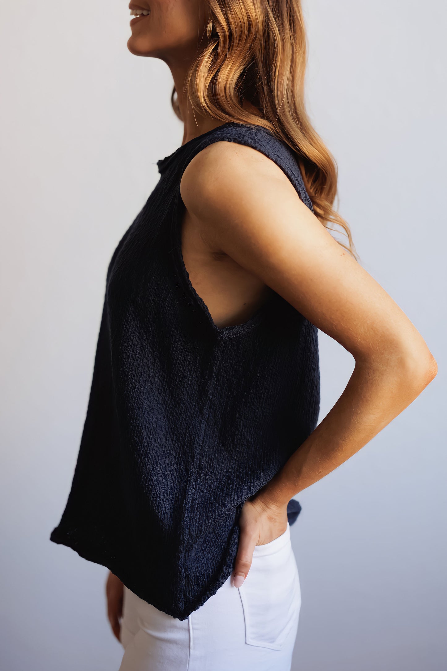 Sweet Charm Sweater Top-Navy