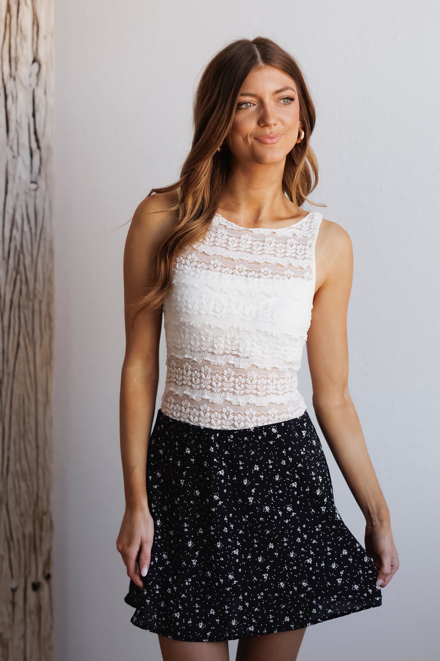 Day Drifter Skirt-Black Floral