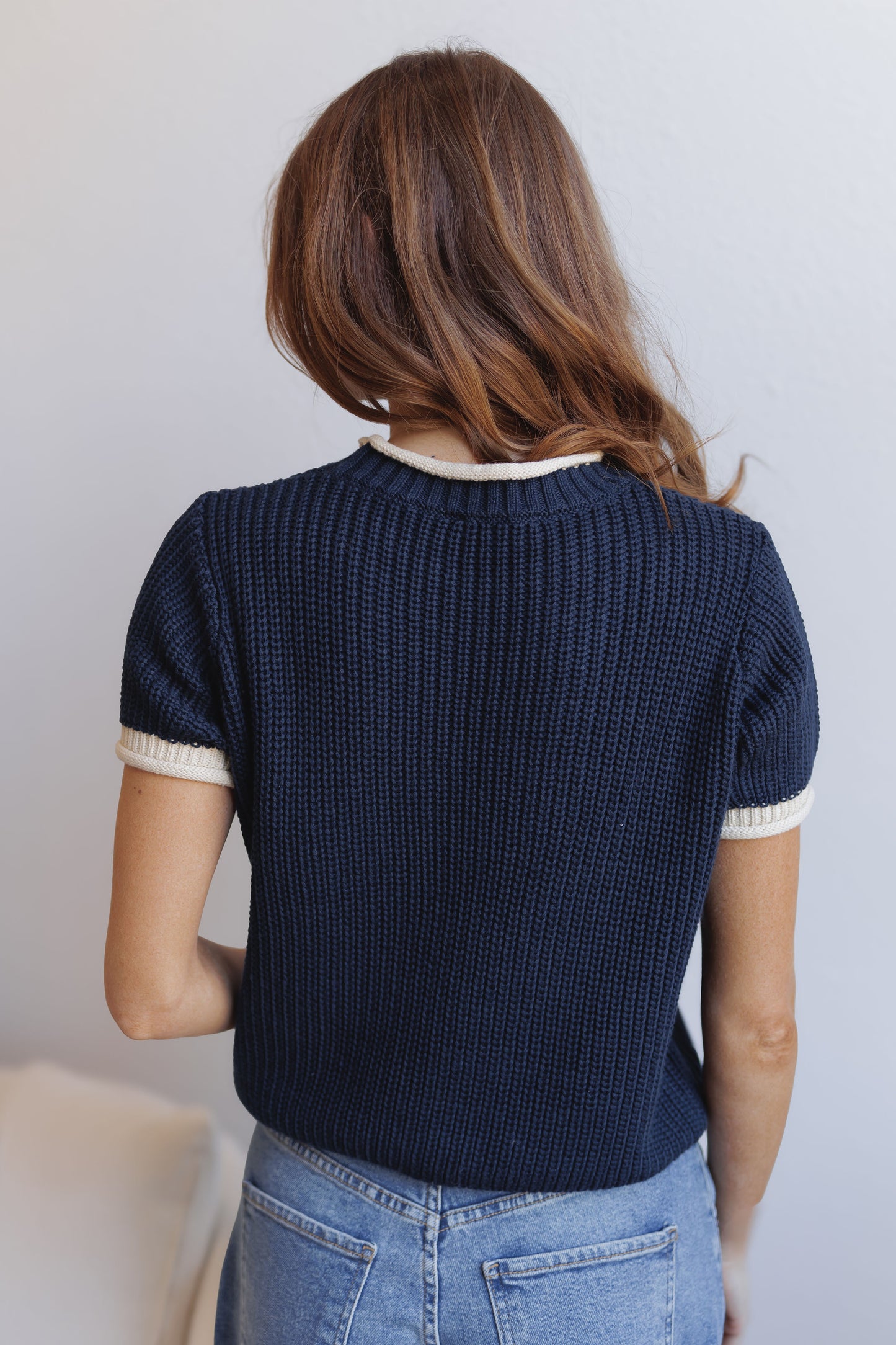 Brynn Sweater Top-Navy