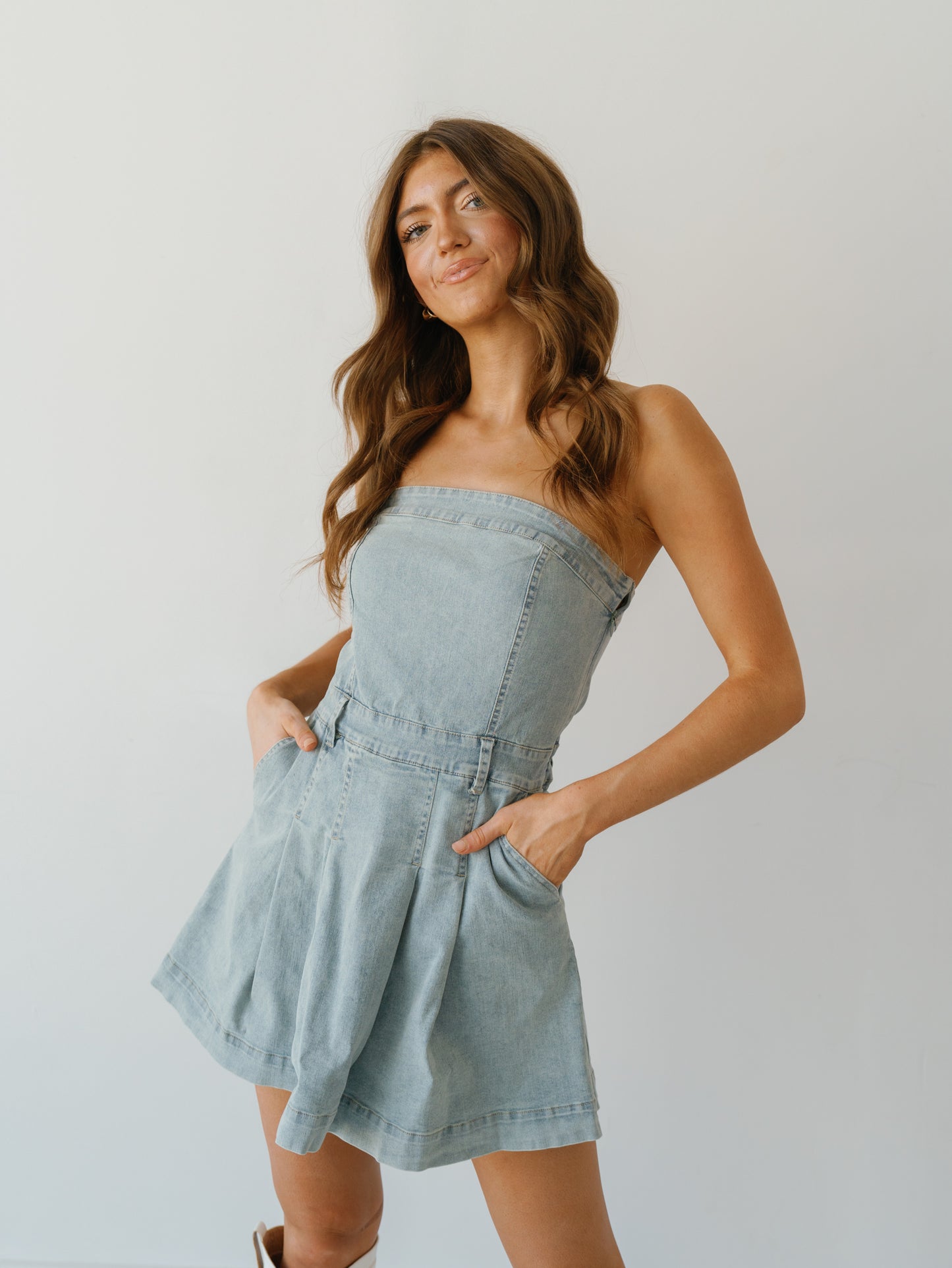 Take A Chance Dress-Washed Denim