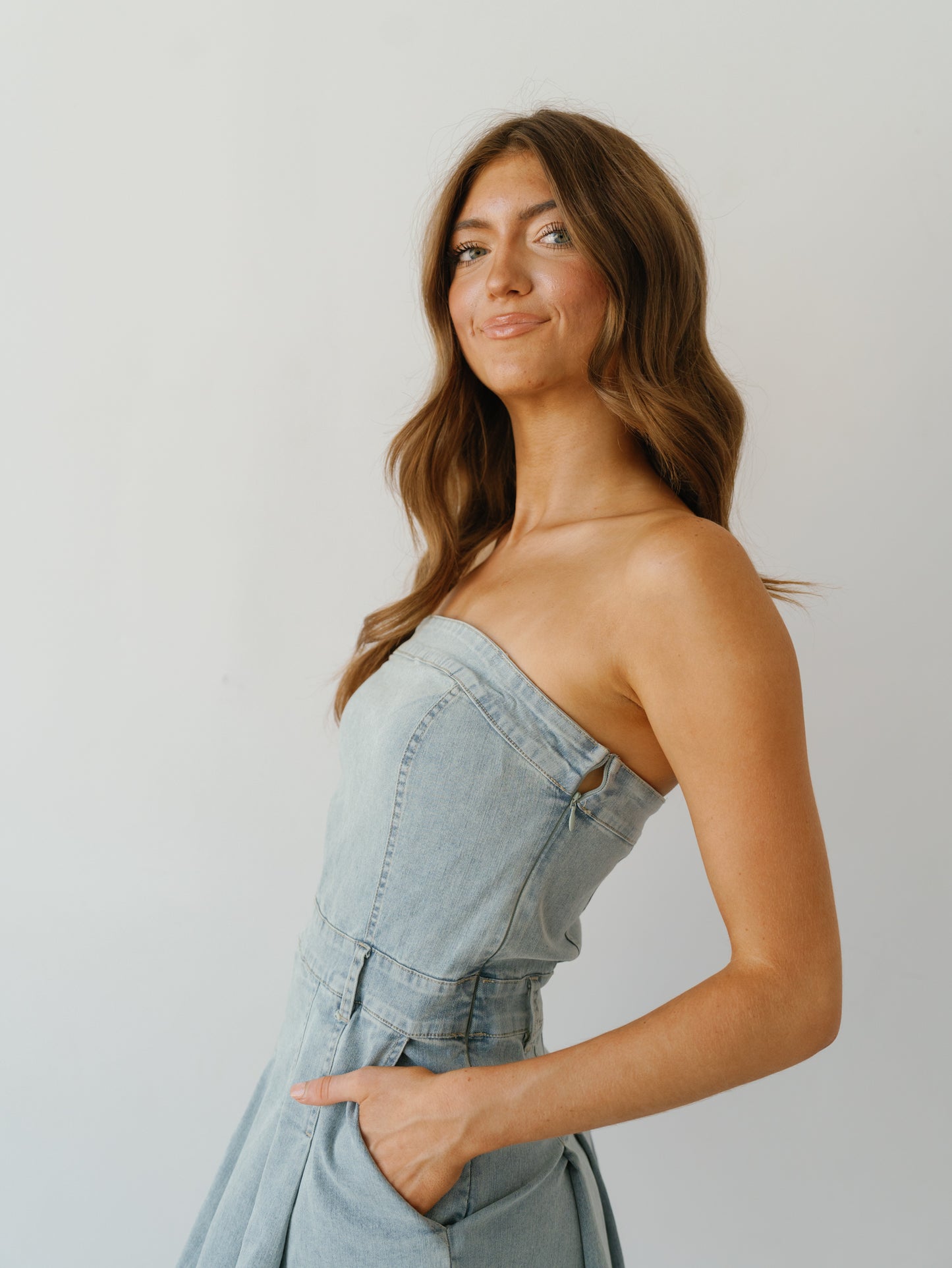 Take A Chance Dress-Washed Denim
