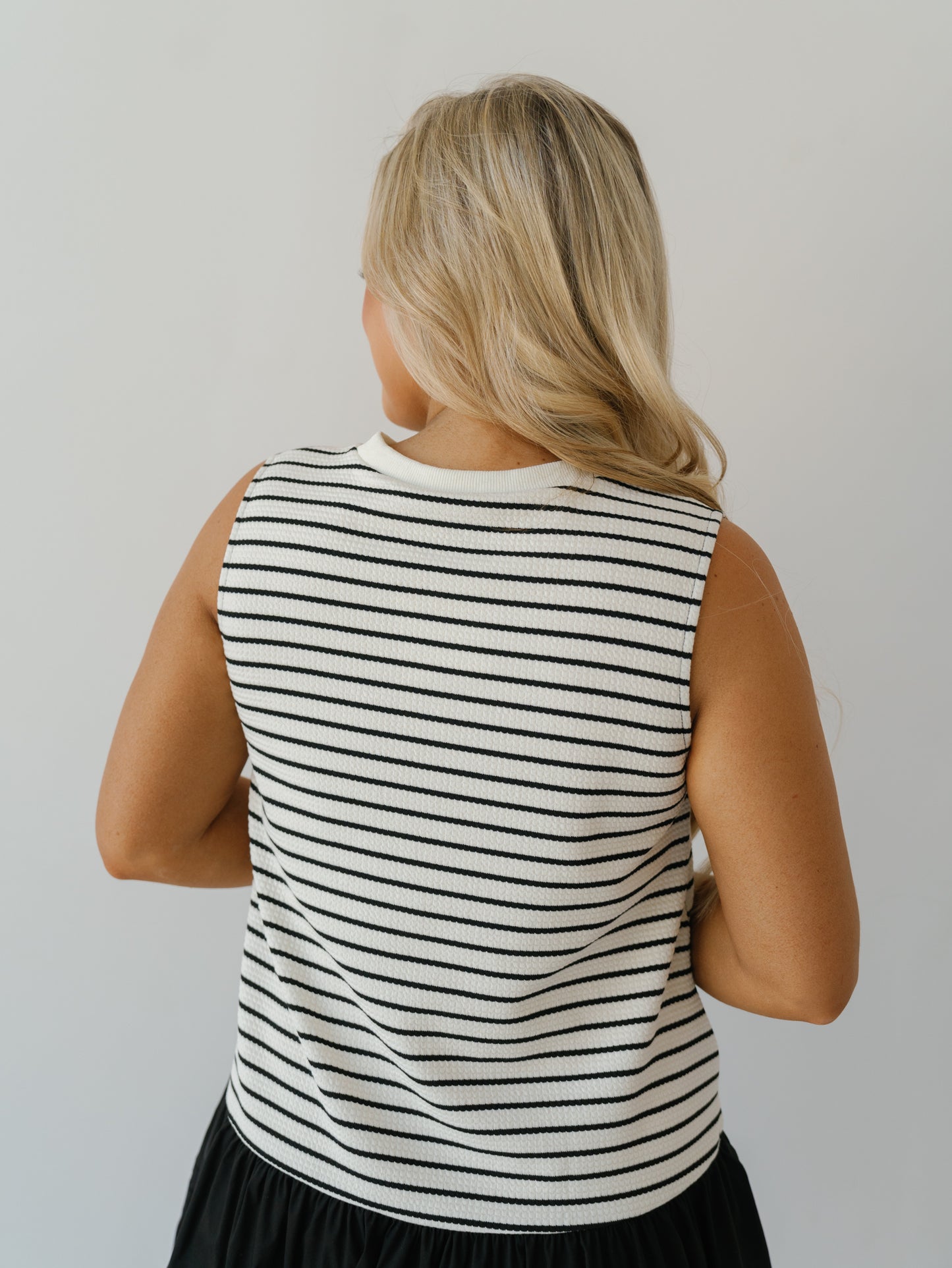 Taking Sides Dress-Black/White Stripe